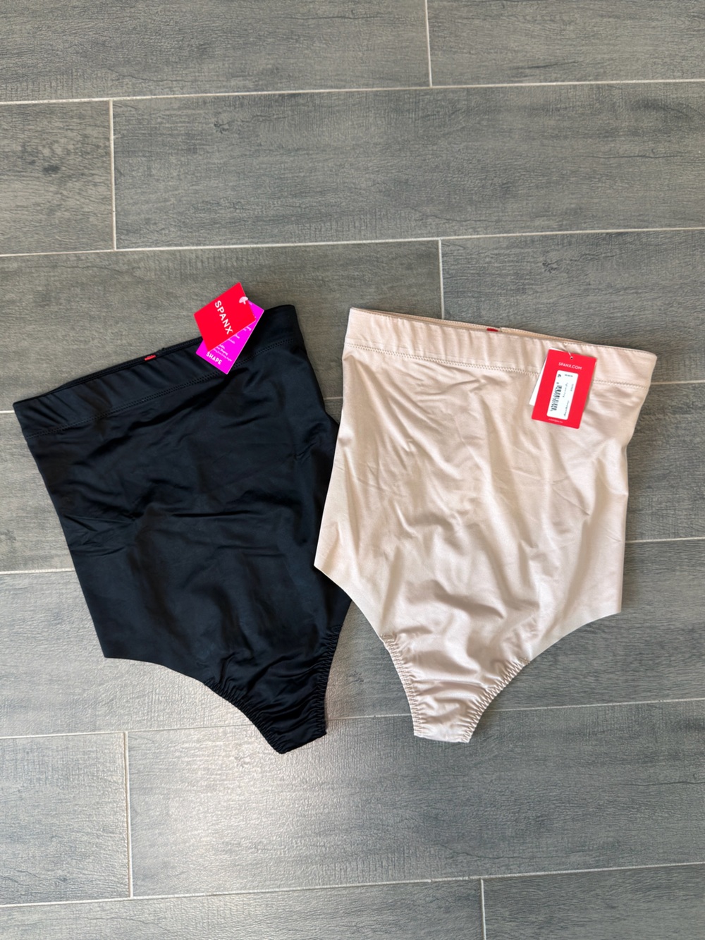 SPANX Bundle Very Black and Cream High-Waist Shaping Thong